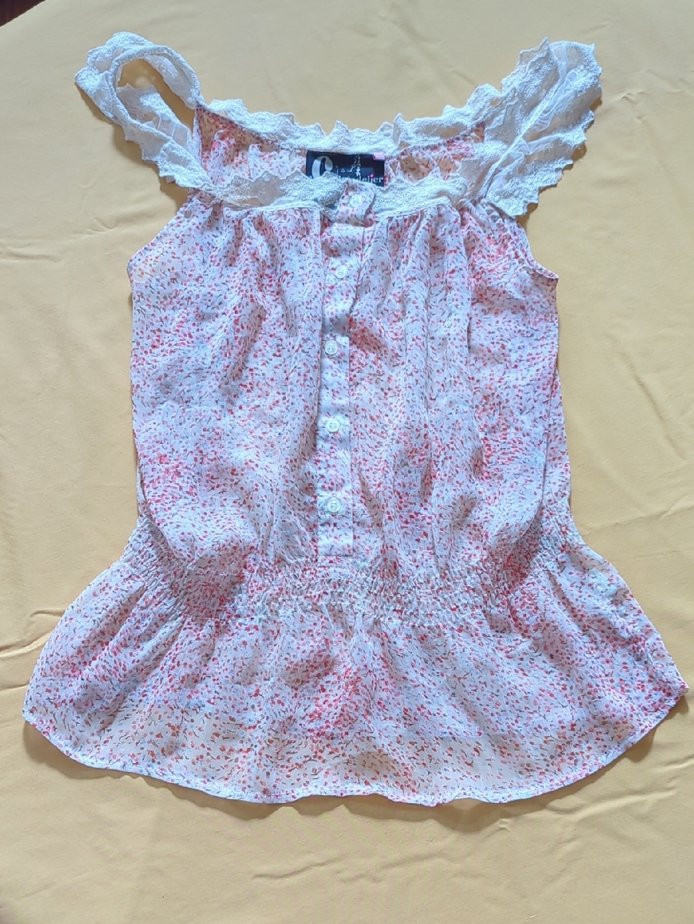 Chandelier Floral Button-Front Sleeveless Top - Size M